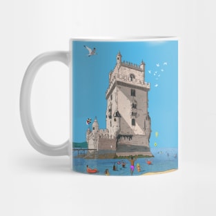 Belém Tower, Tower of Saint Vincent Lisbon Whimsical Illustration Mug